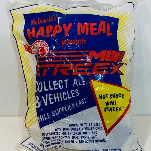 VNTG NEW McDonald’s 1992 Hot Wheels HOT SHOCK MINI STREEX In Original Packaging - Picture 1 of 3